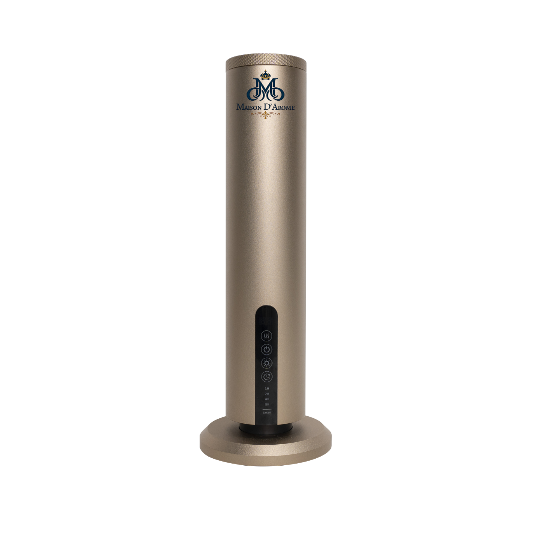 Difusor A326 - Difusor de aromas de lujo en color dorado, diseño elegante y moderno. Ideal para espacios que requieren un toque de sofisticación.