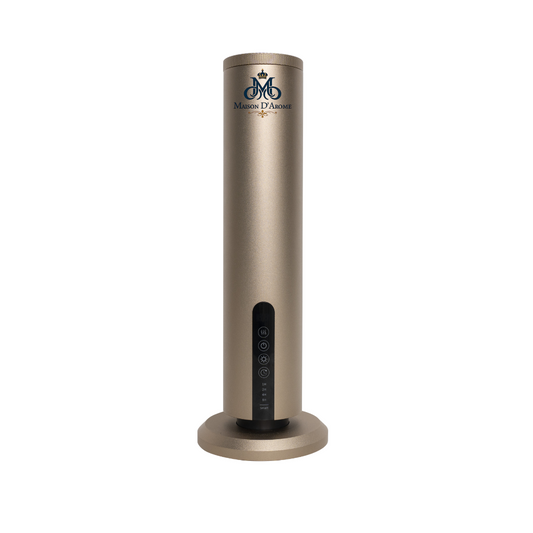 Difusor A326 - Difusor de aromas de lujo en color dorado, diseño elegante y moderno. Ideal para espacios que requieren un toque de sofisticación.